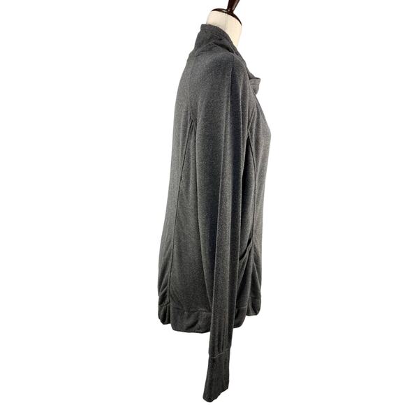 Yogalicious Split Mock Neck Gray Sweatshirt Size L Super Soft - Picture 2 of 4